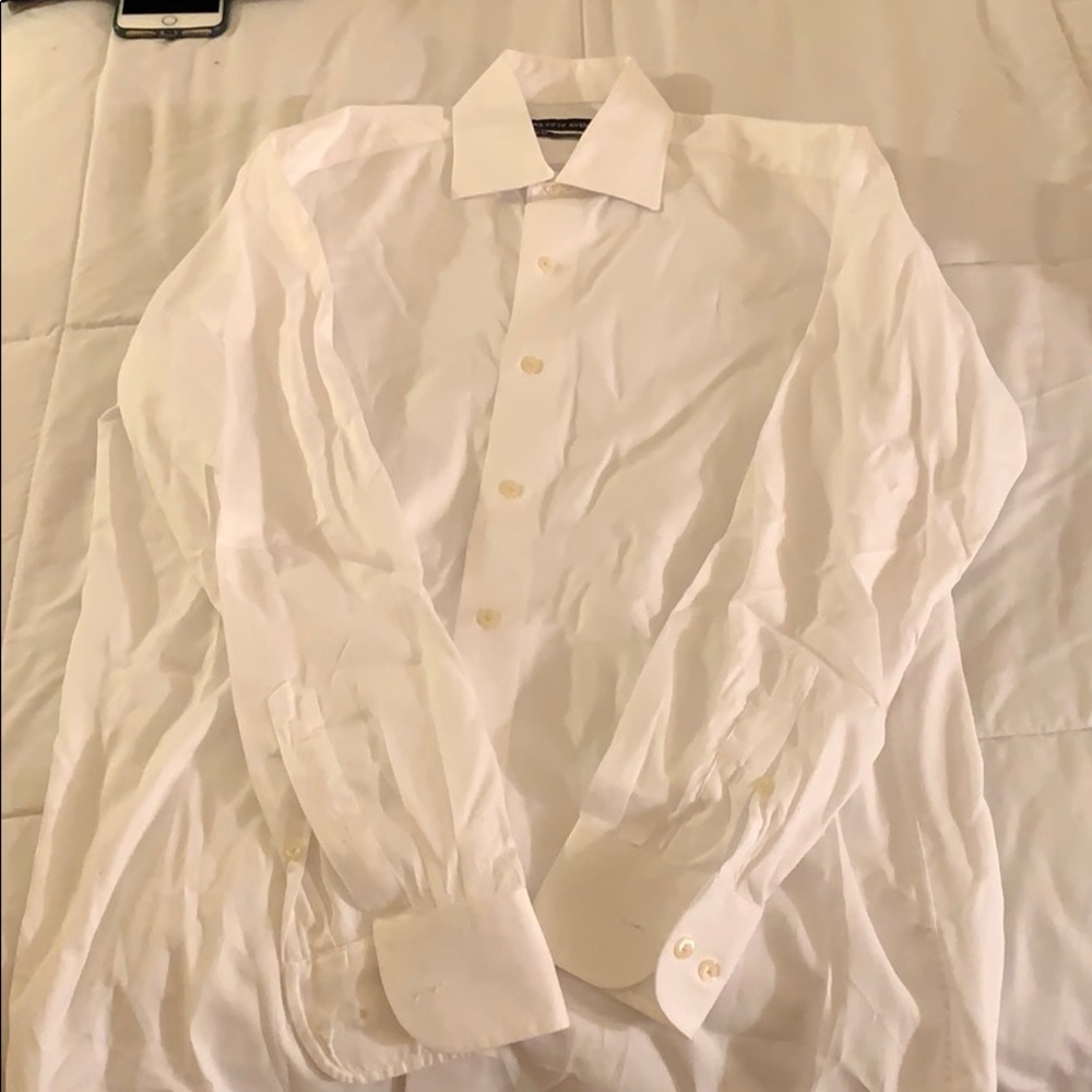 Saks white fitted collared shirt